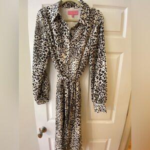 LDT shirt dress. Animal print. Fully lined.
